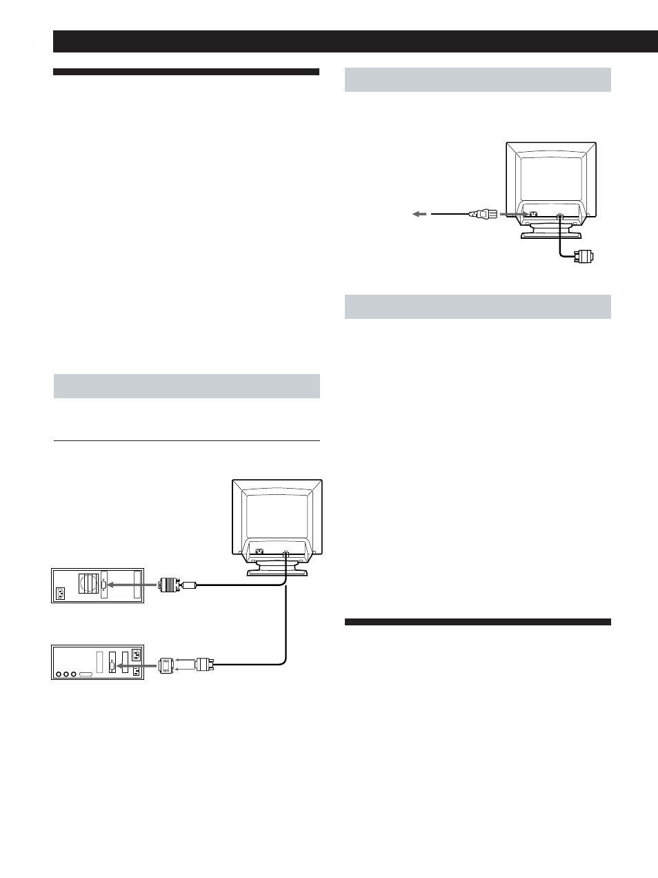Selección del idioma de la indicación en pantalla, Instalación, Procedimientos iniciales | Paso 2: conecte el cable de alimentación, Paso 3: encienda el monitor y el ordenador, Paso 1: conecte el monitor al ordenador | Sony CPD-100GST User Manual | Page 60 / 92