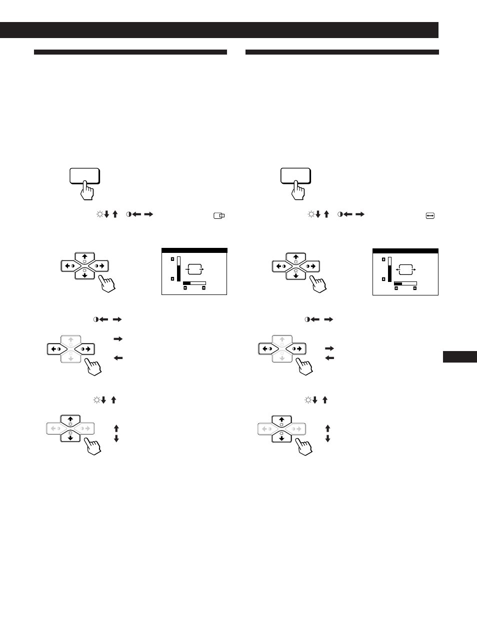 Uso dell’indicazione a schermo center (centratura), Uso dell’indicazione a schermo size (dimensione), Personalizzazione del monitor | Sony CPD-100GST User Manual | Page 81 / 92