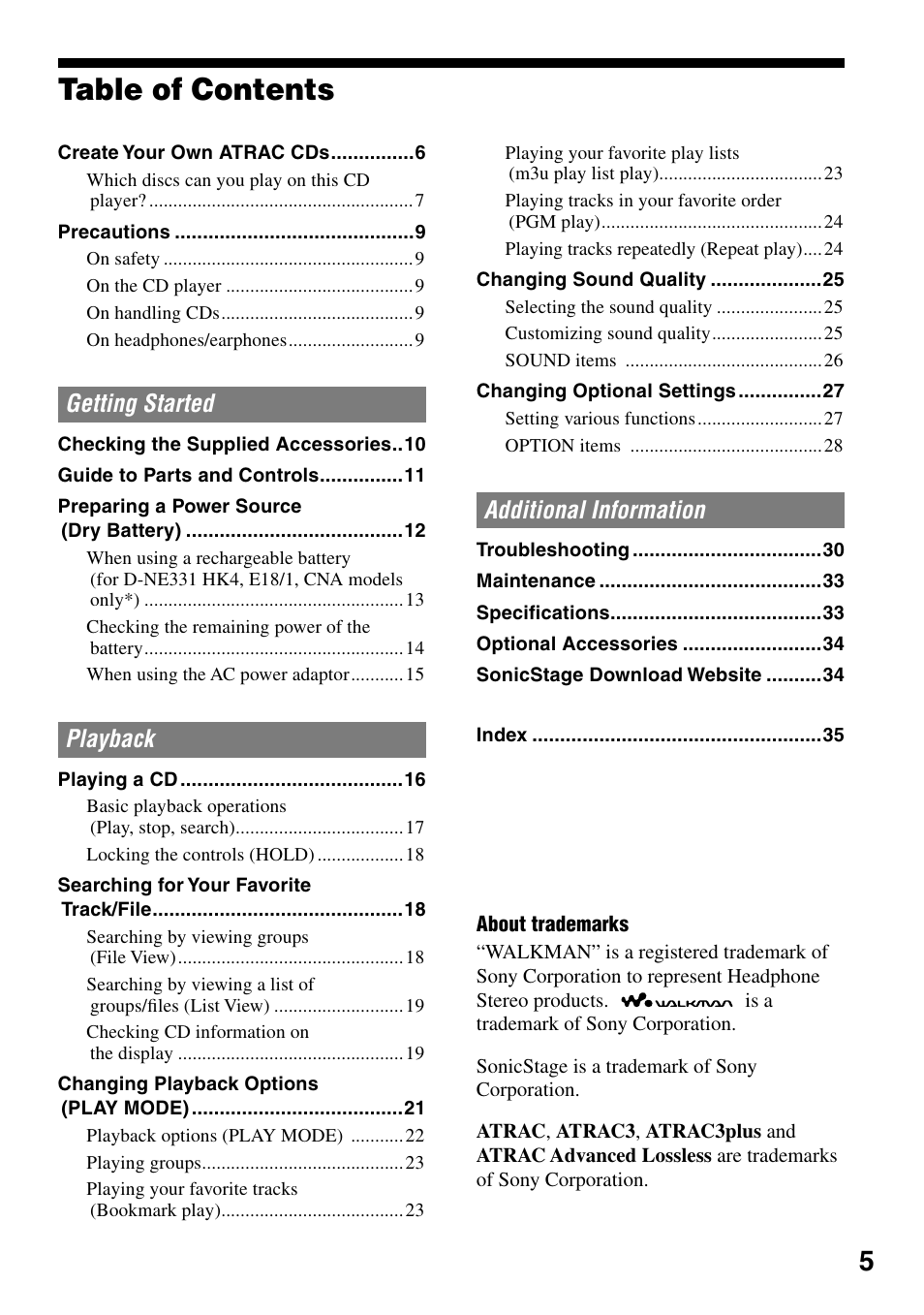 Sony D-NE330 User Manual | Page 5 / 40