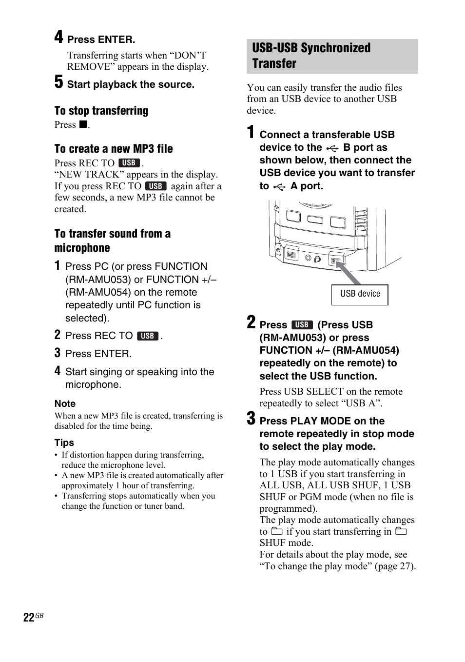 Usb-usb synchronized transfer | Sony 4-130-433-13(2) User Manual | Page 22 / 56