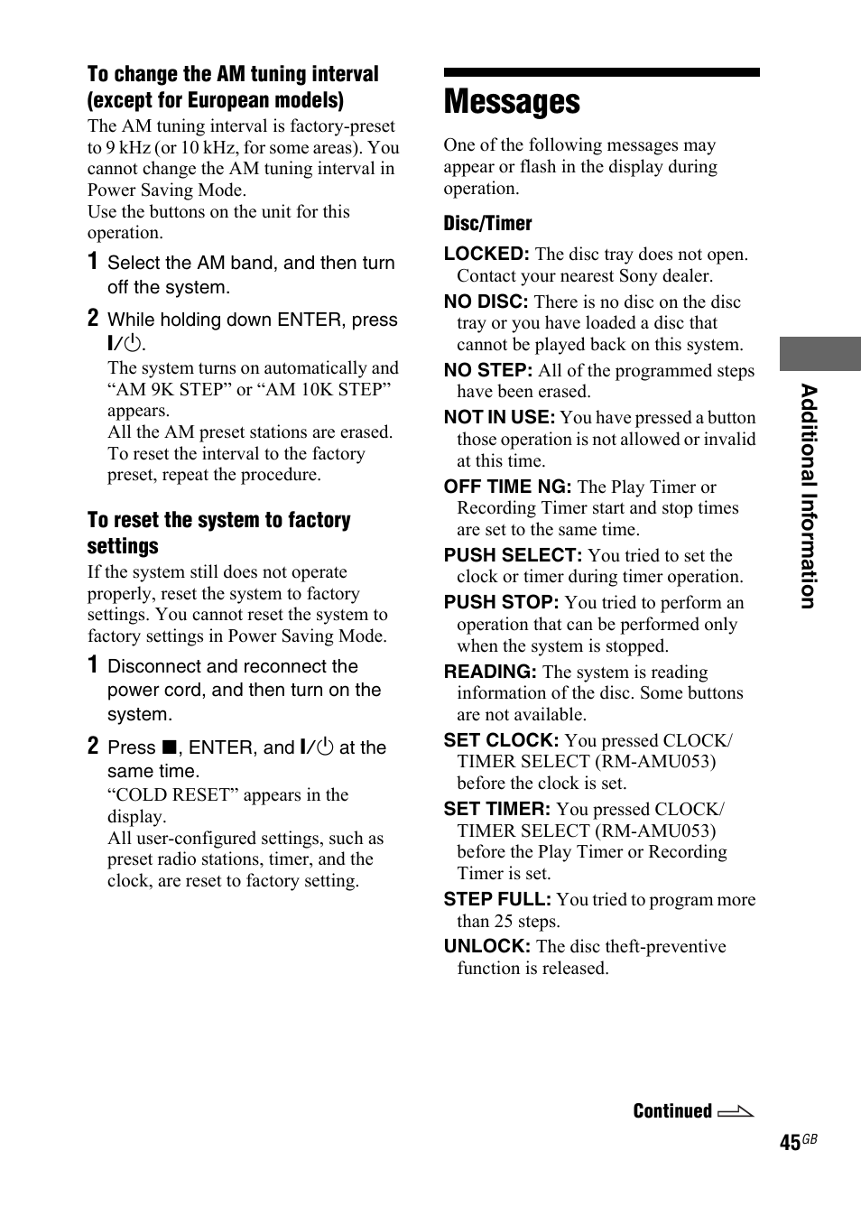Messages | Sony 4-130-433-13(2) User Manual | Page 45 / 56