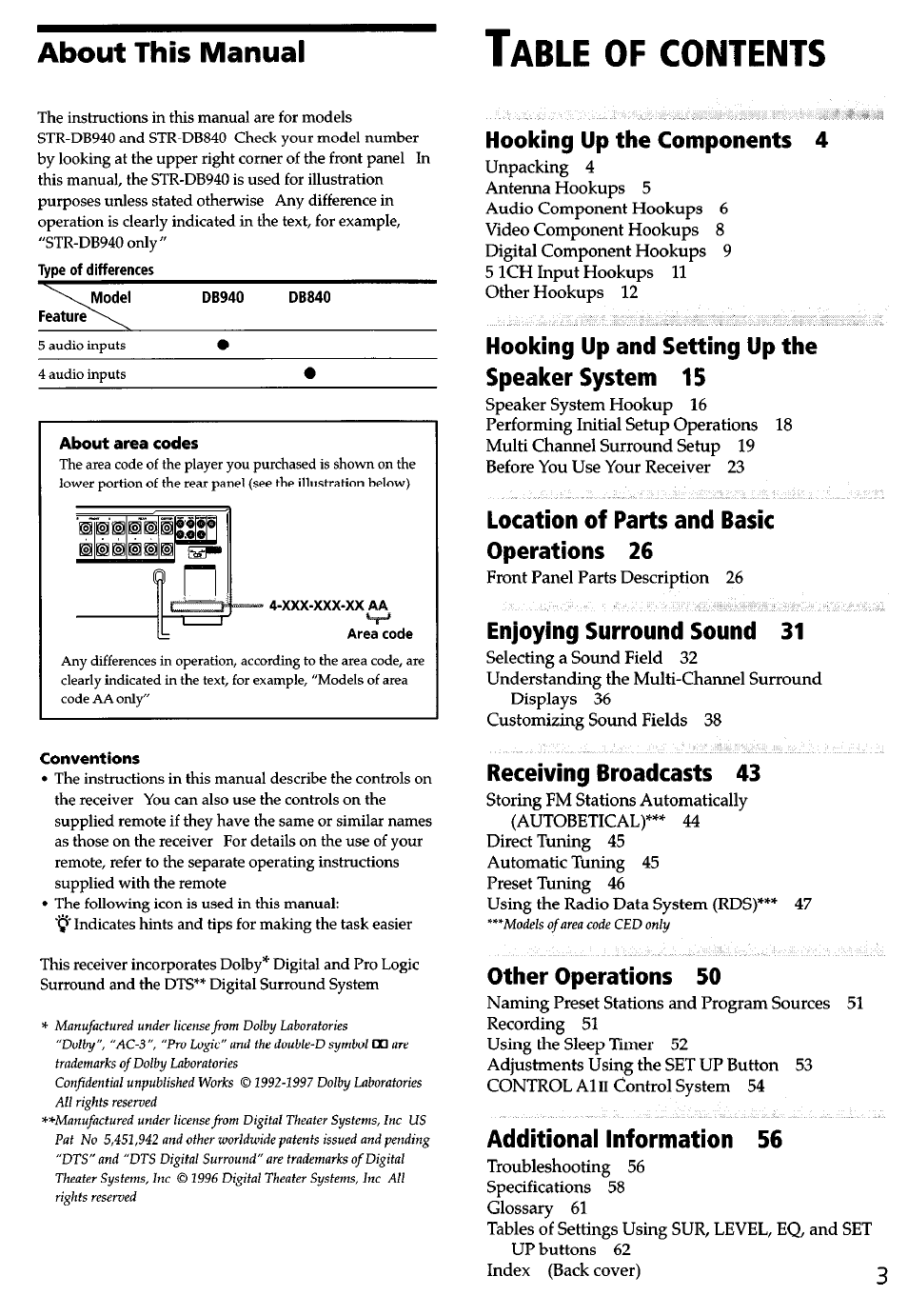 Sony STR-DB940 User Manual | Page 3 / 93