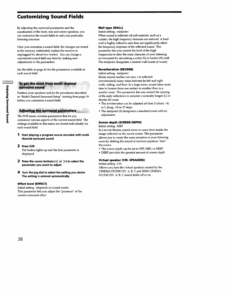 Customizing sound fields | Sony STR-DB940 User Manual | Page 38 / 93