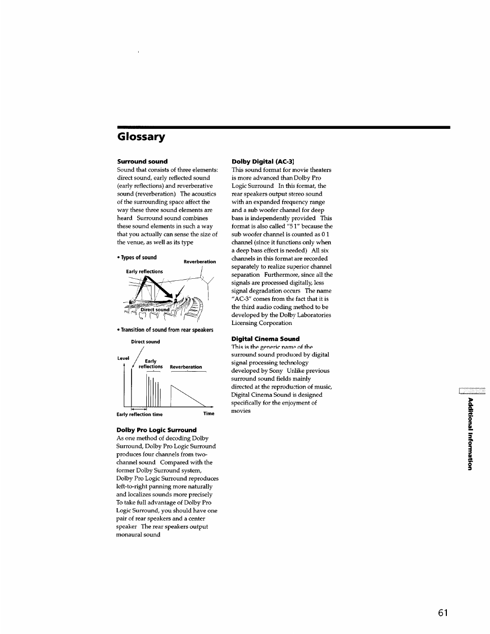 Glossary | Sony STR-DB940 User Manual | Page 61 / 93