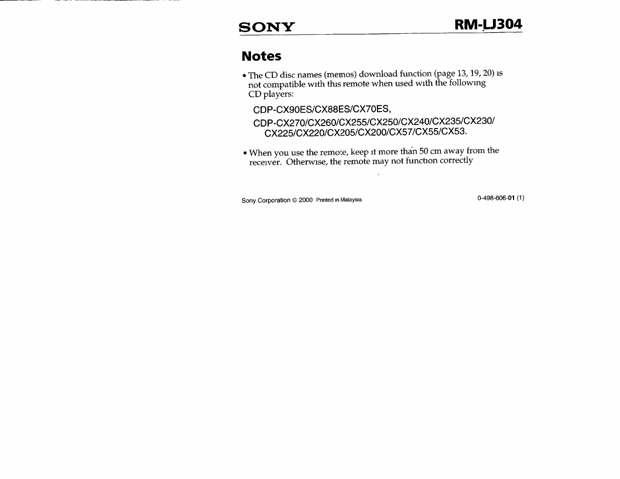 Rm-lj304 | Sony STR-DB940 User Manual | Page 89 / 93