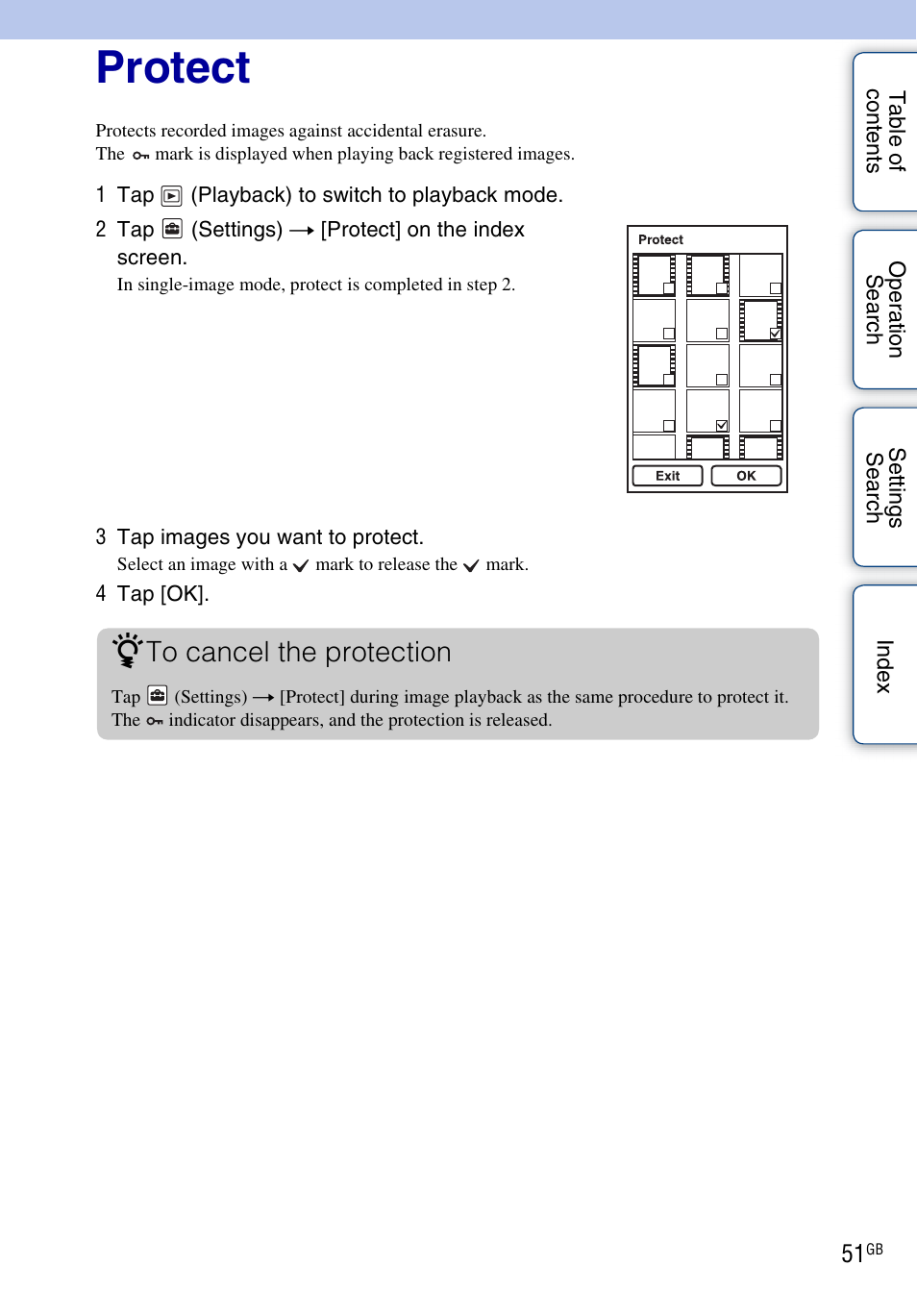 Protect | Sony bloggie MHS-TS20К User Manual | Page 51 / 73