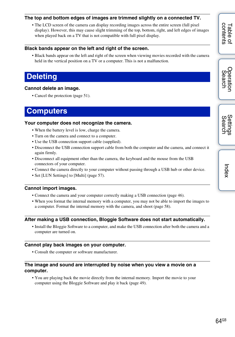 Deleting computers | Sony bloggie MHS-TS20К User Manual | Page 64 / 73