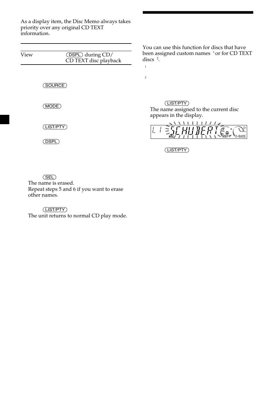 Locating a disc by name — list-up, 12 locating a disc by name | Sony CDX-CA600 User Manual | Page 12 / 132