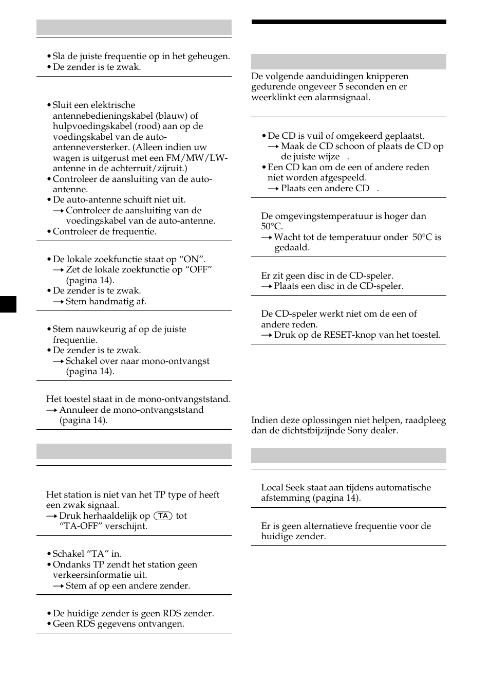 26 foutberichten/berichten | Sony CDX-CA600 User Manual | Page 130 / 132