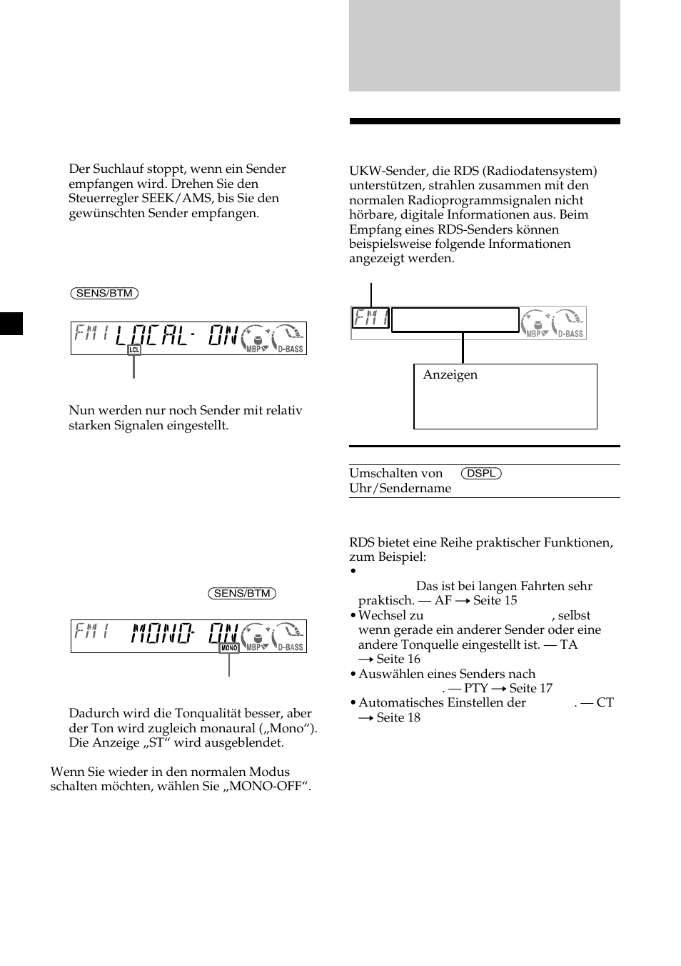 Übersicht über rds | Sony CDX-CA600 User Manual | Page 40 / 132