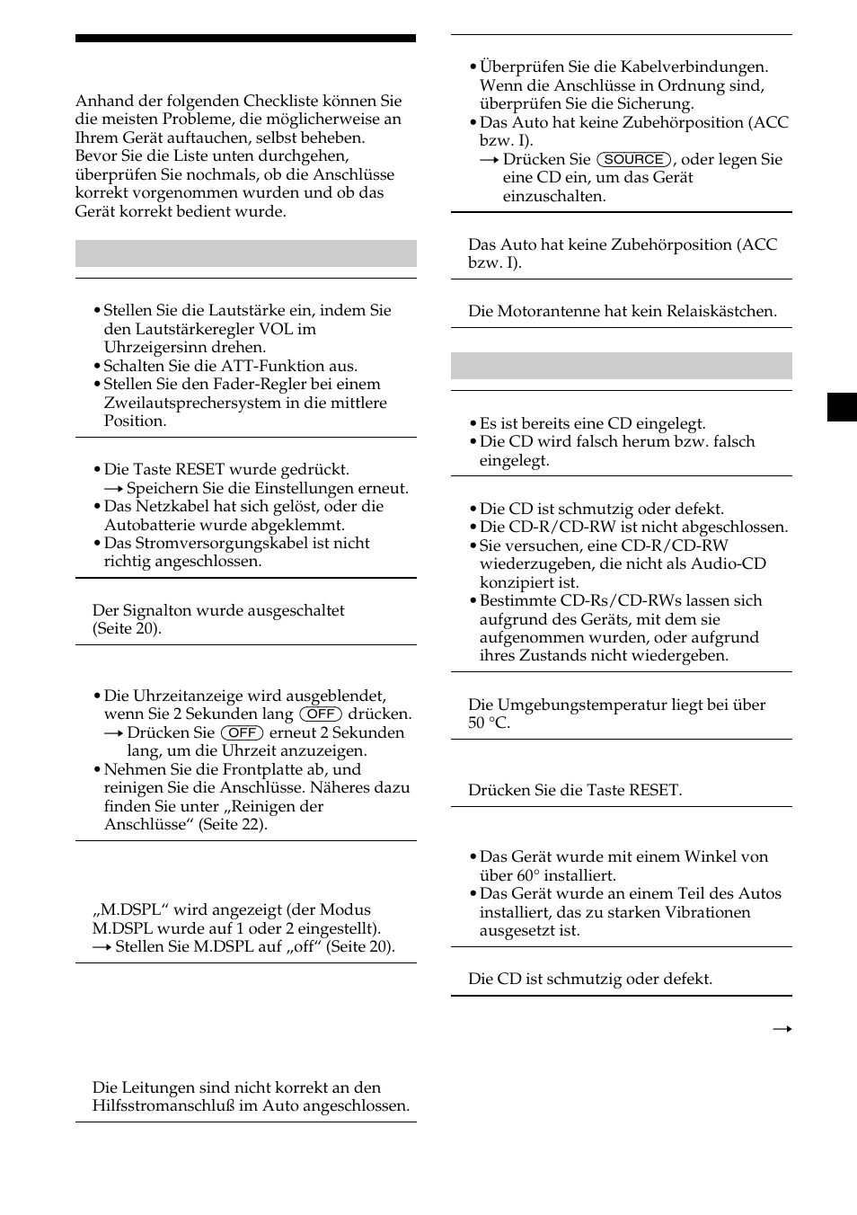 Störungsbehebung | Sony CDX-CA600 User Manual | Page 51 / 132