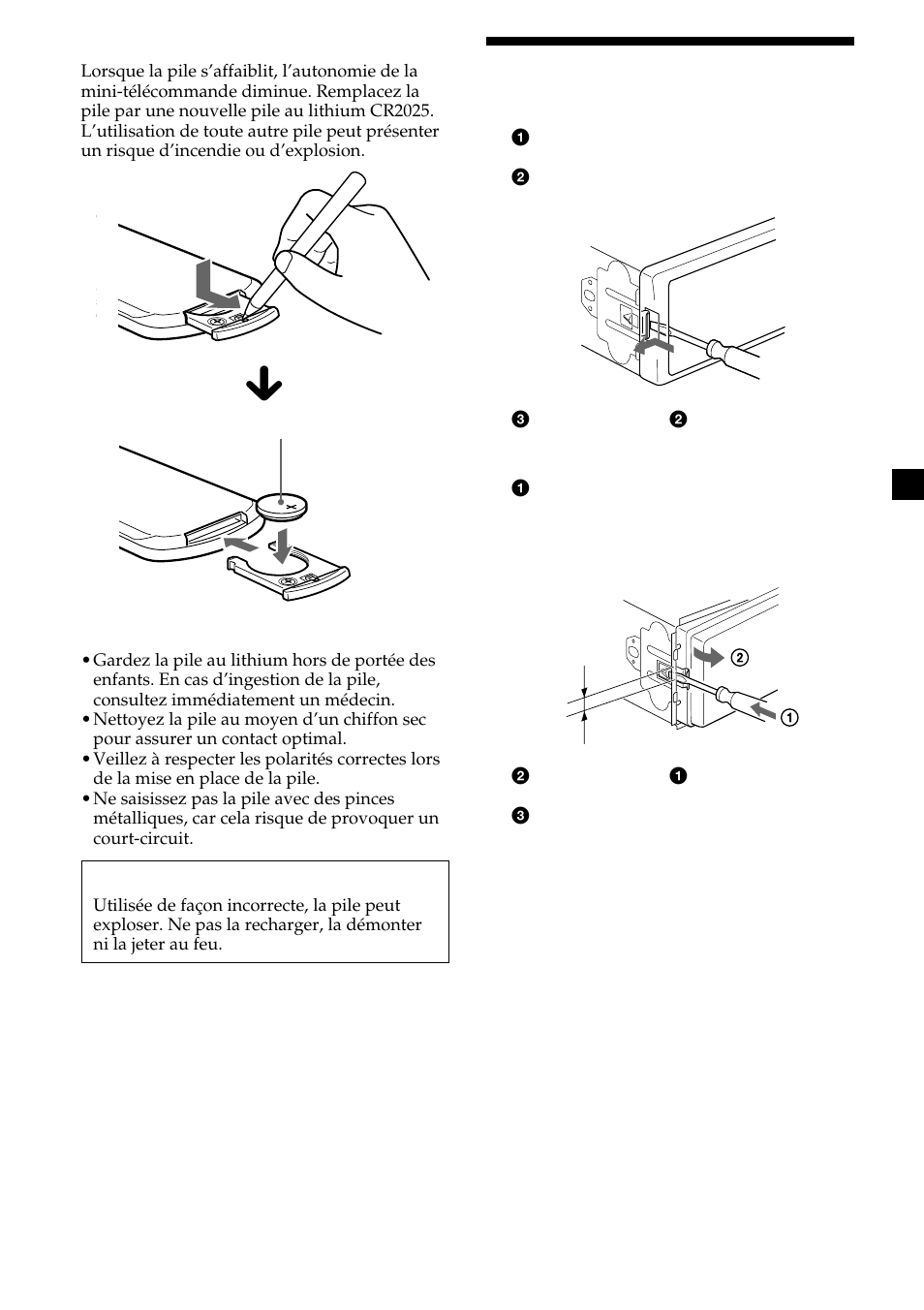 23 retrait de l’appareil | Sony CDX-CA600 User Manual | Page 75 / 132