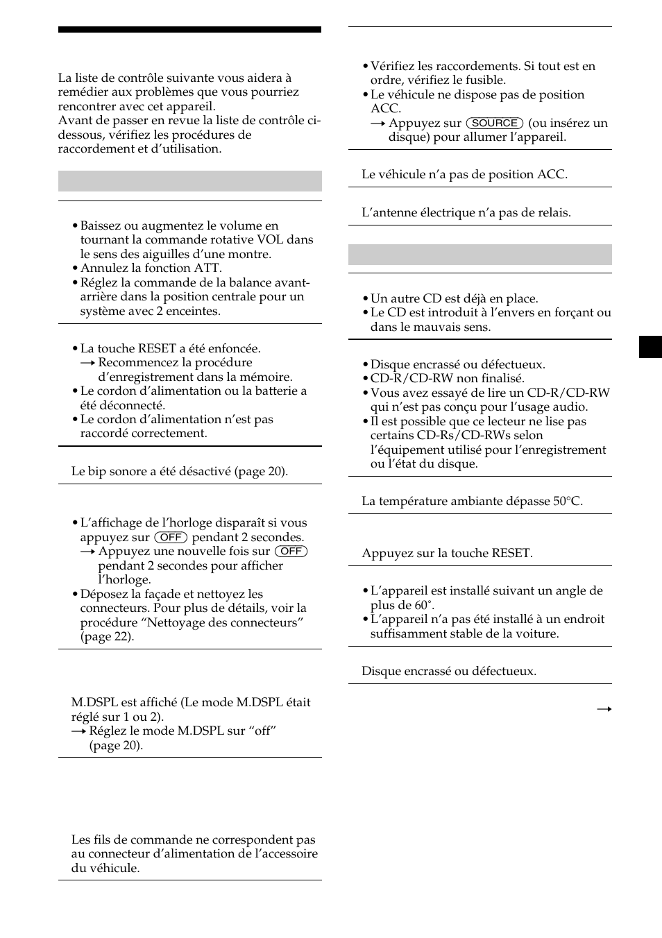 25 dépannage | Sony CDX-CA600 User Manual | Page 77 / 132