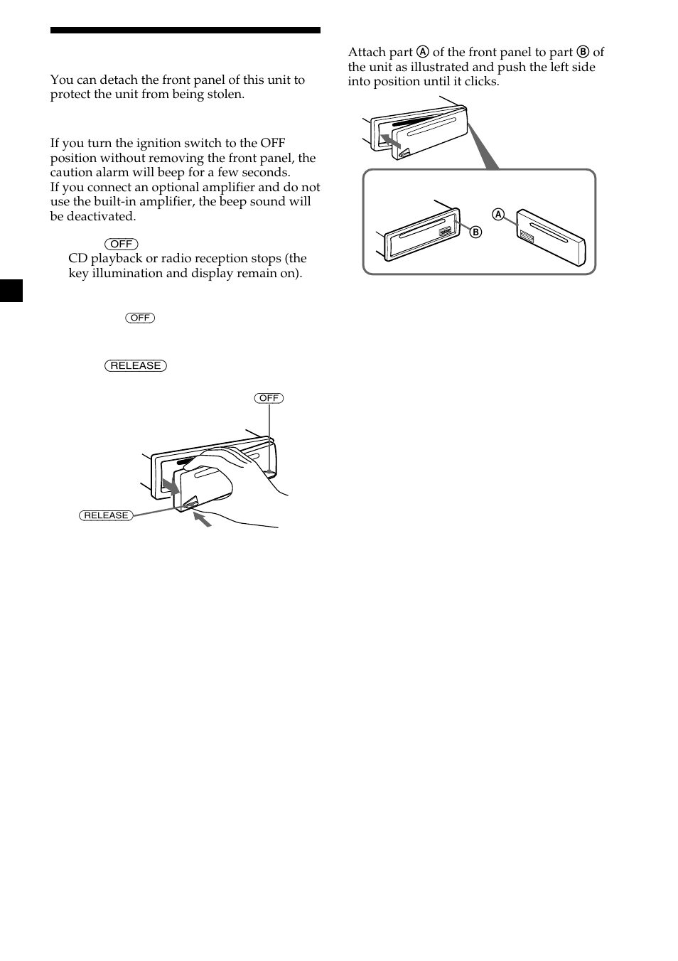 Detaching the front panel | Sony CDX-CA600 User Manual | Page 8 / 132