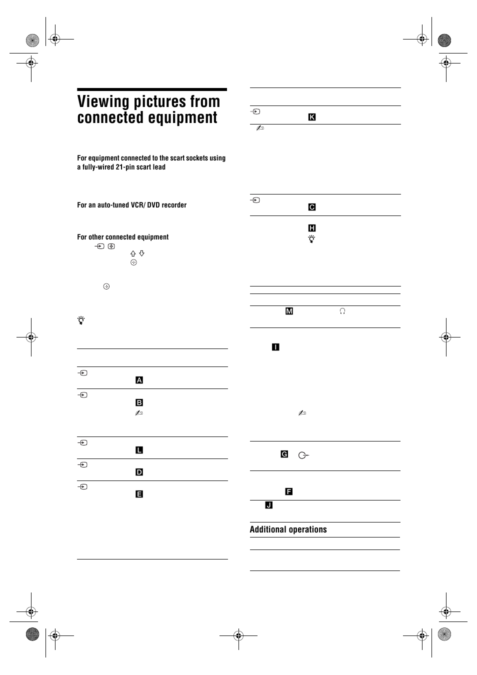 Viewing pictures from connected equipment | Sony Bravia KDL-26E40xx User Manual | Page 18 / 36