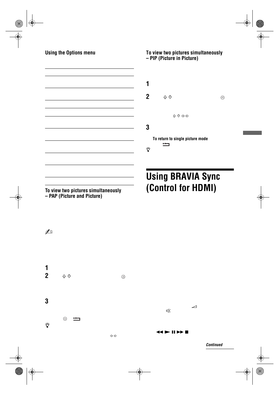 Using bravia sync (control for hdmi) | Sony Bravia KDL-26E40xx User Manual | Page 19 / 36