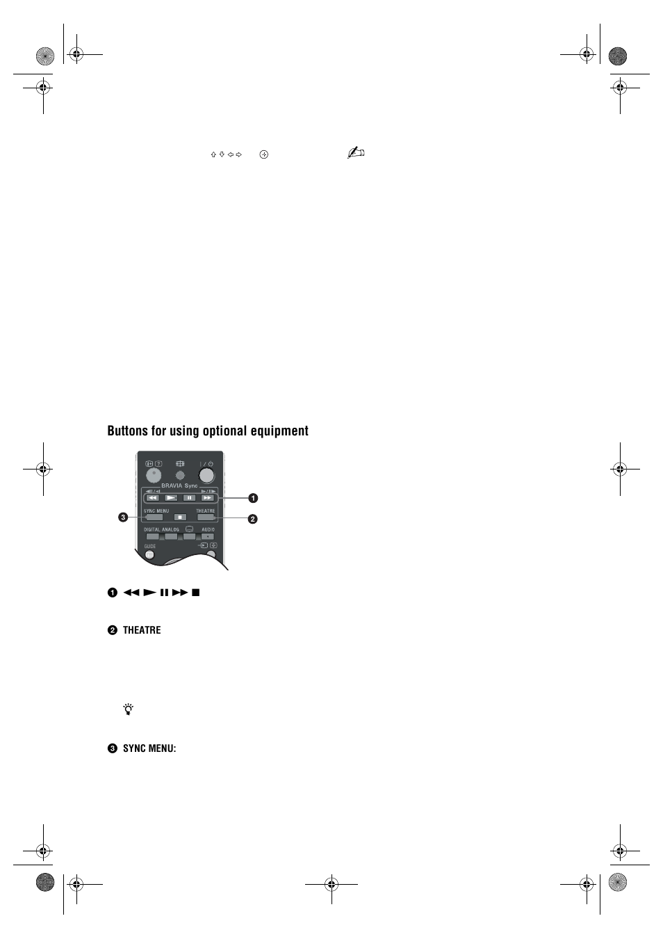 Buttons for using optional equipment | Sony Bravia KDL-26E40xx User Manual | Page 20 / 36
