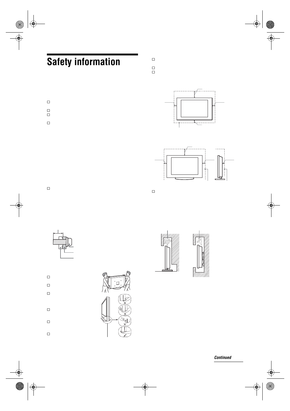 Safety information | Sony Bravia KDL-26E40xx User Manual | Page 9 / 36