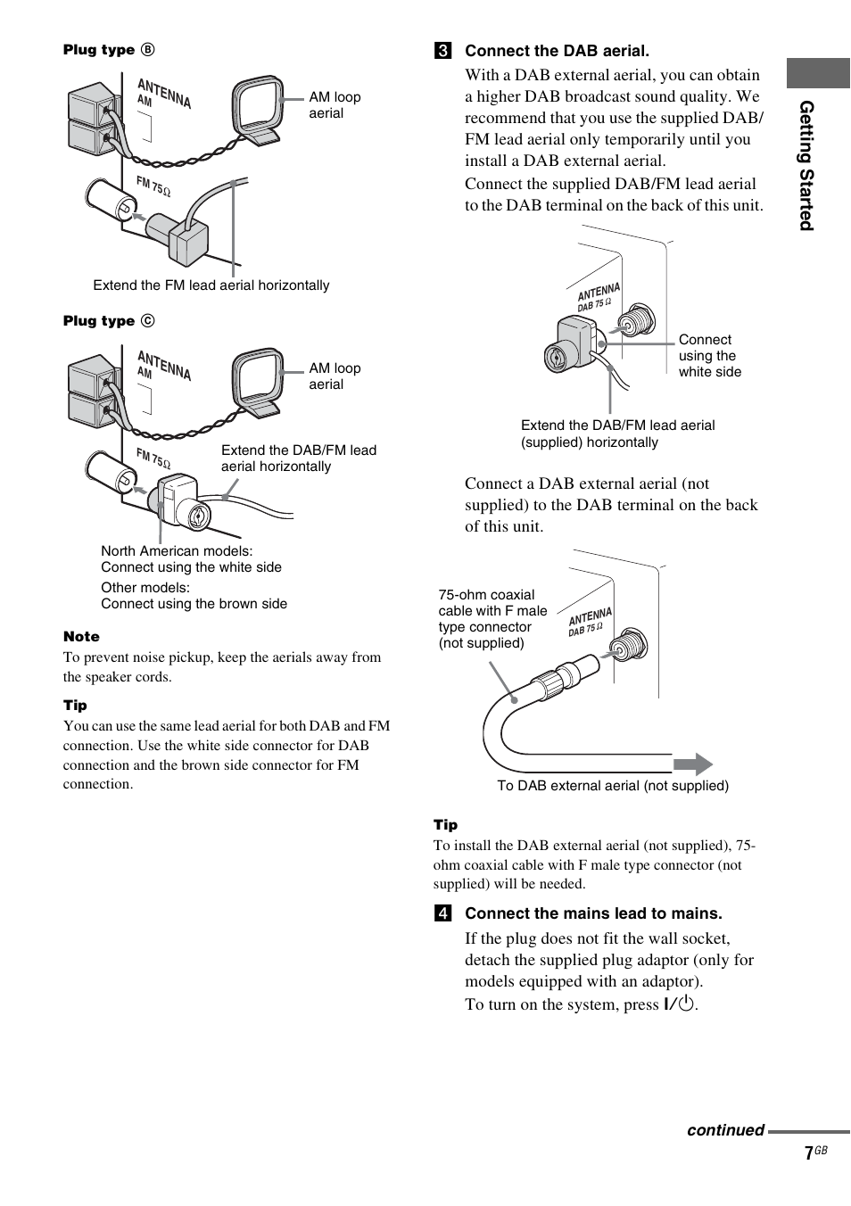 Ge tting star te d 7 | Sony CMT-GPX9DAB User Manual | Page 7 / 36