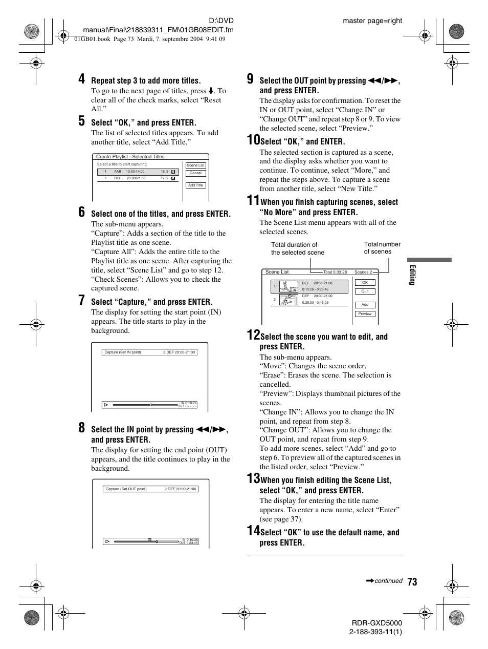 Sony RDR-GXD500 User Manual | Page 73 / 110