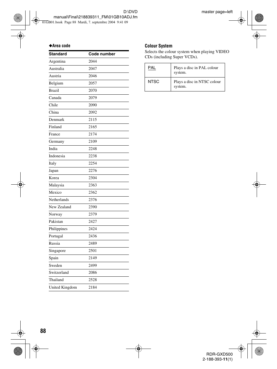 Sony RDR-GXD500 User Manual | Page 88 / 110