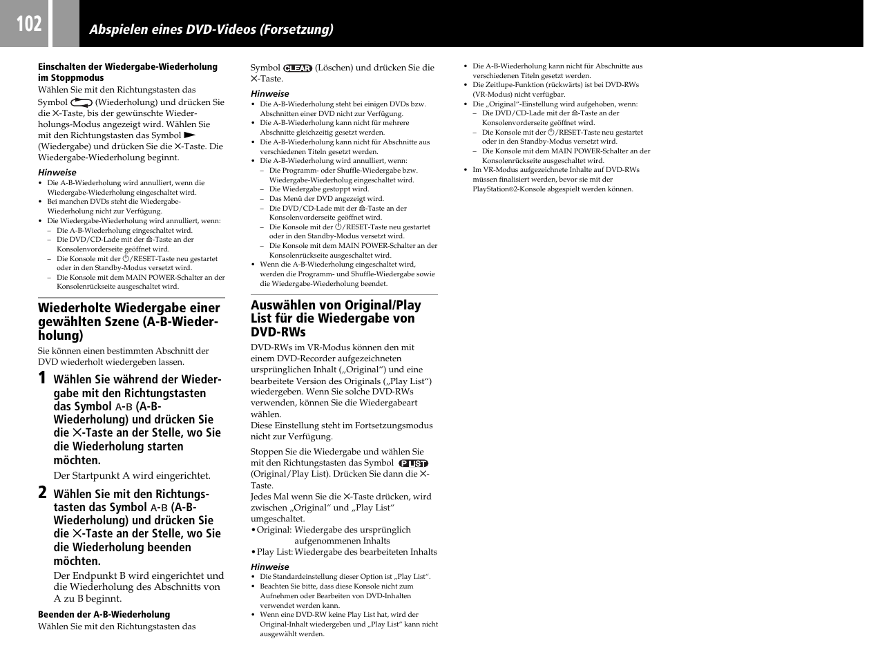 Abspielen eines dvd-videos (forsetzung) | Sony SCPH-50004 SS User Manual | Page 102 / 116
