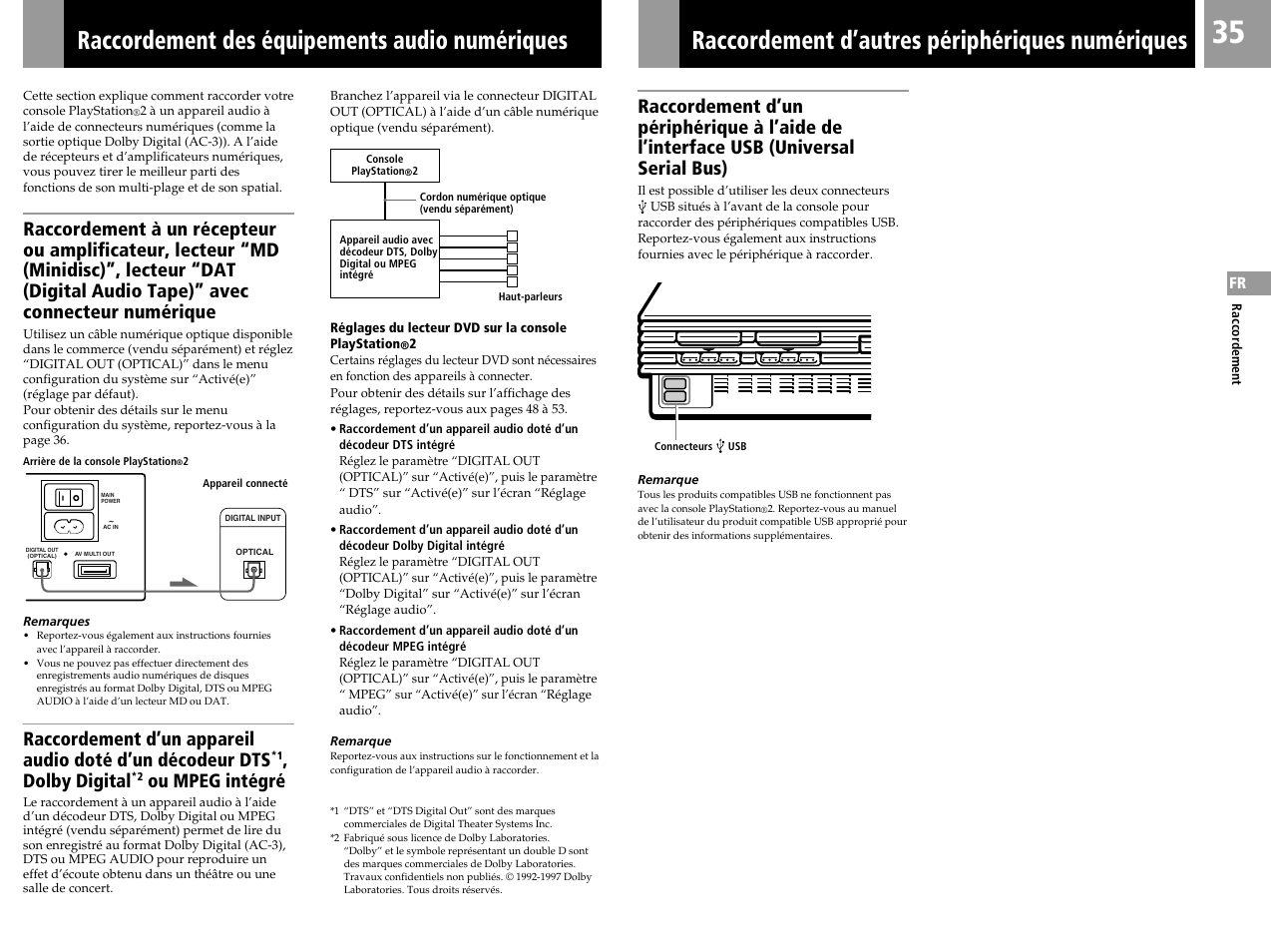 Dolby digital, Ou mpeg intégré | Sony SCPH-50004 SS User Manual | Page 35 / 116