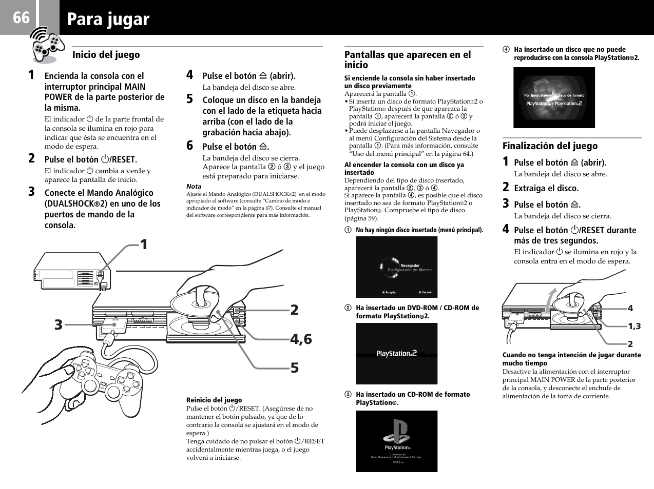 Para jugar | Sony SCPH-50004 SS User Manual | Page 66 / 116