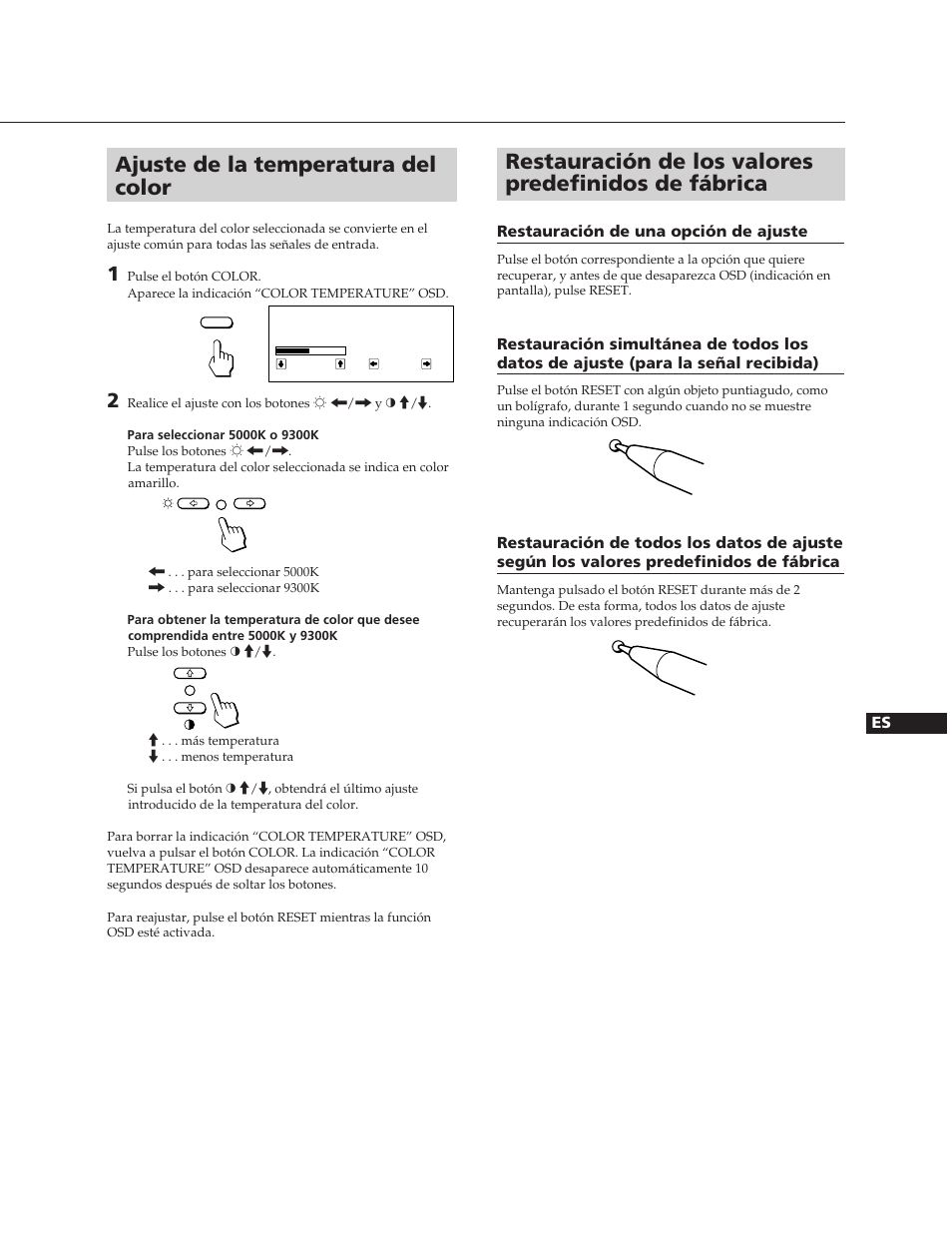 Ajuste de la temperatura del color | Sony CPD-100SFT User Manual | Page 31 / 44