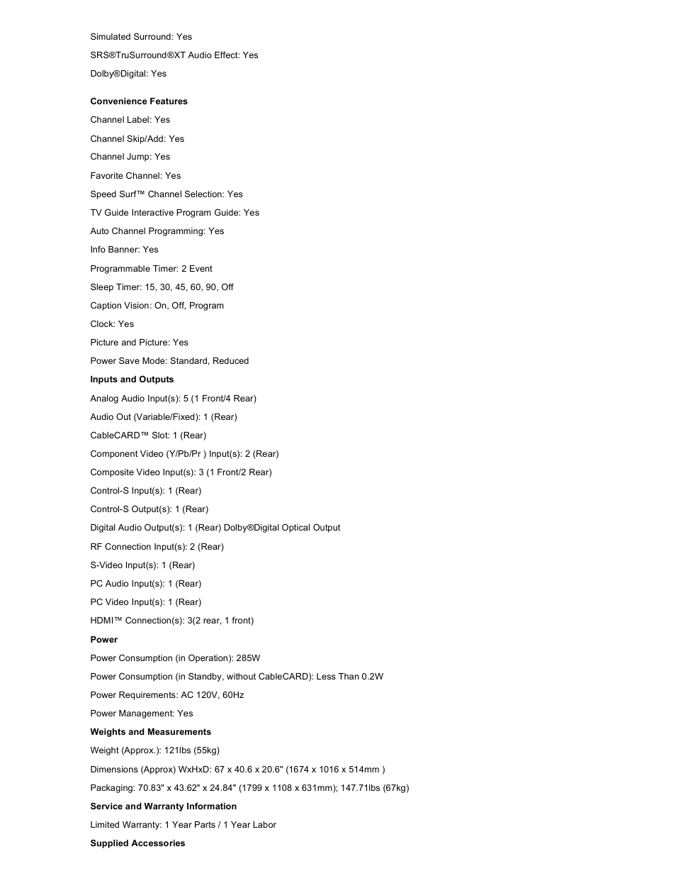 Sony GRAND WEGA KDS-R60XBR2 User Manual | Page 3 / 4