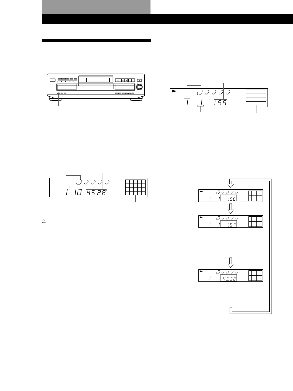 Uso del visor, Reproducción de discos compactos, Comprobación del tiempo restante | Sony CDP-CE335 User Manual | Page 44 / 56
