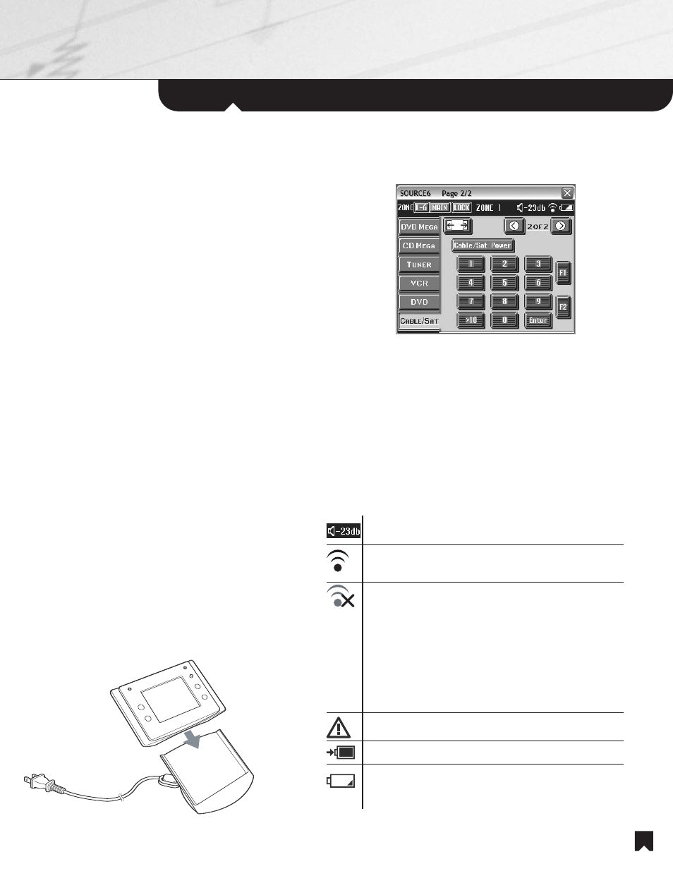 Using the rf remote commander unit, Recharging the rf remote commander unit, Understanding system status | Sony NHS-2000 User Manual | Page 15 / 28