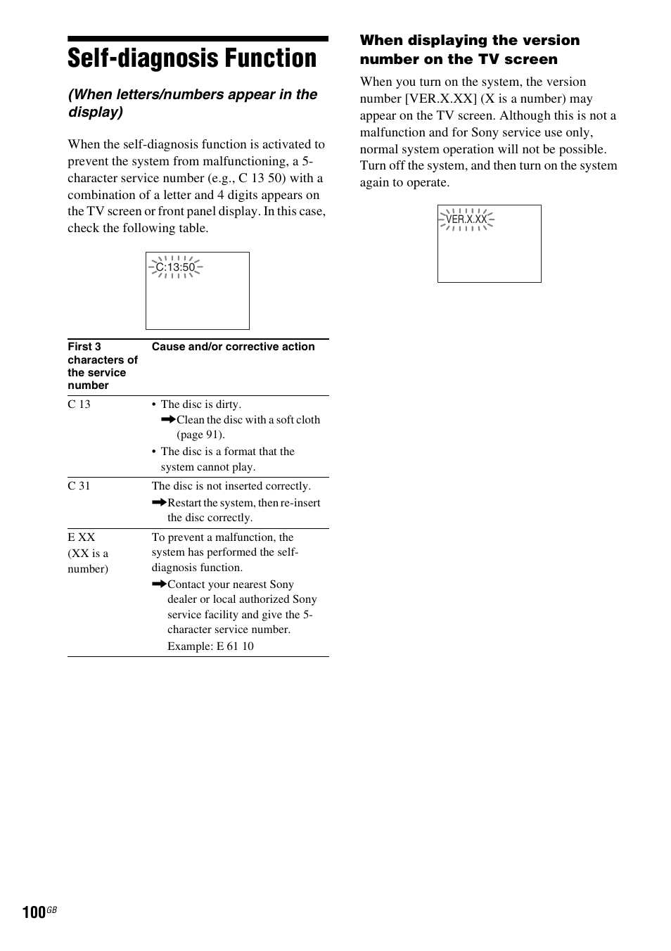 Self-diagnosis function | Sony 3-398-069-14(1) User Manual | Page 100 / 115