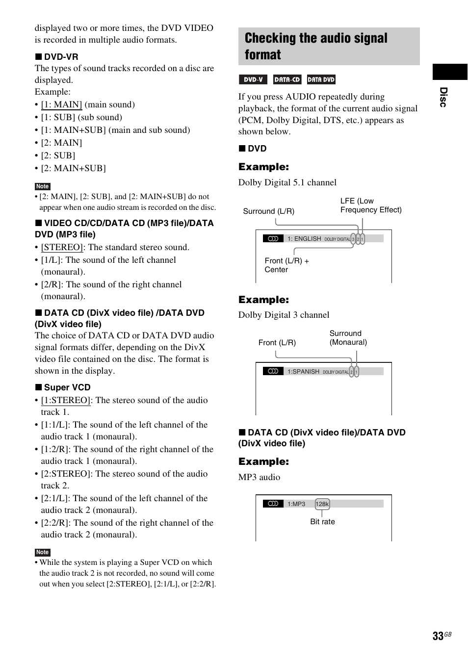 Checking the audio signal format | Sony 3-398-069-14(1) User Manual | Page 33 / 115