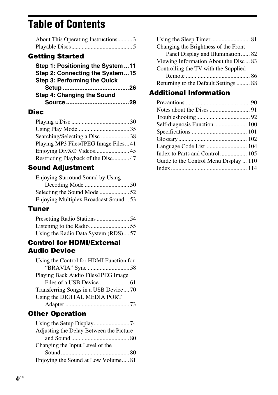 Sony 3-398-069-14(1) User Manual | Page 4 / 115