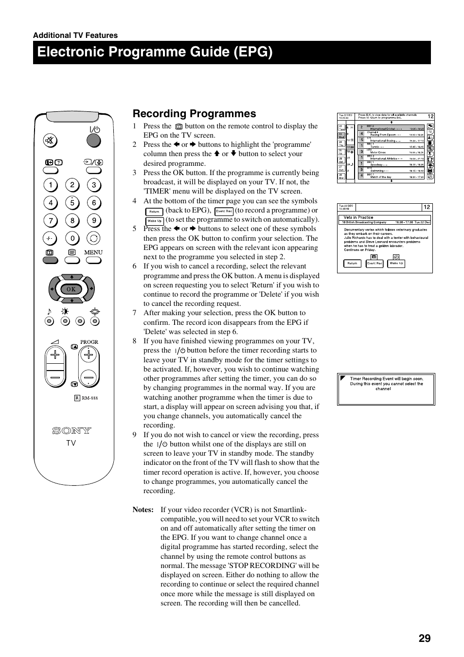 Electronic programme guide (epg), Recording programmes | Sony KV-28DS20U User Manual | Page 31 / 38