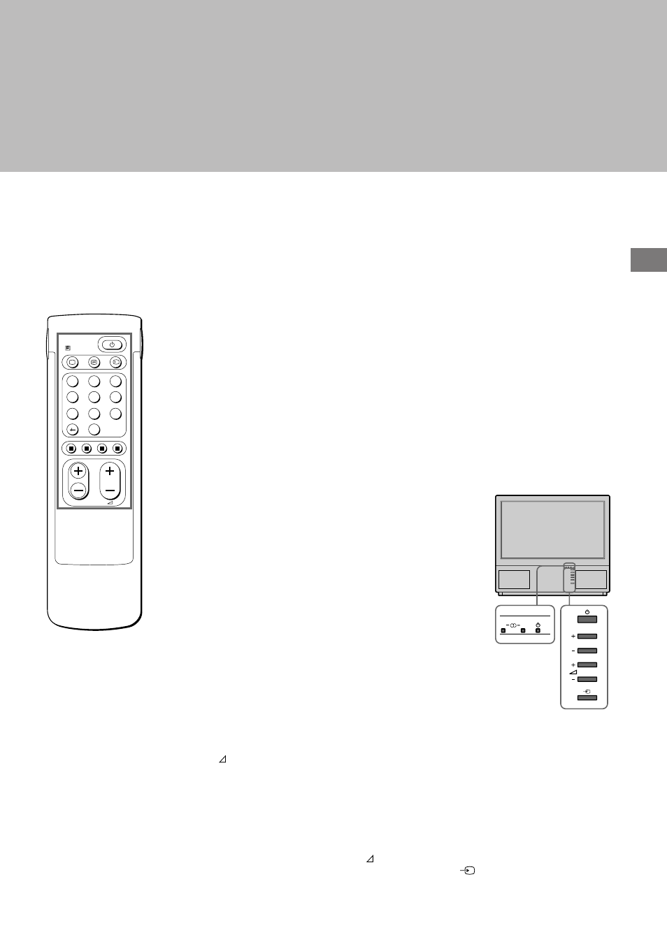 Instrucciones de funcionamiento, Visualización del tv, Activación y desactivación del tv | Selección de programas de tv, Ajuste del volumen, Funcionamiento del tv utilizando las teclas del tv | Sony KL-50W1 User Manual | Page 44 / 121