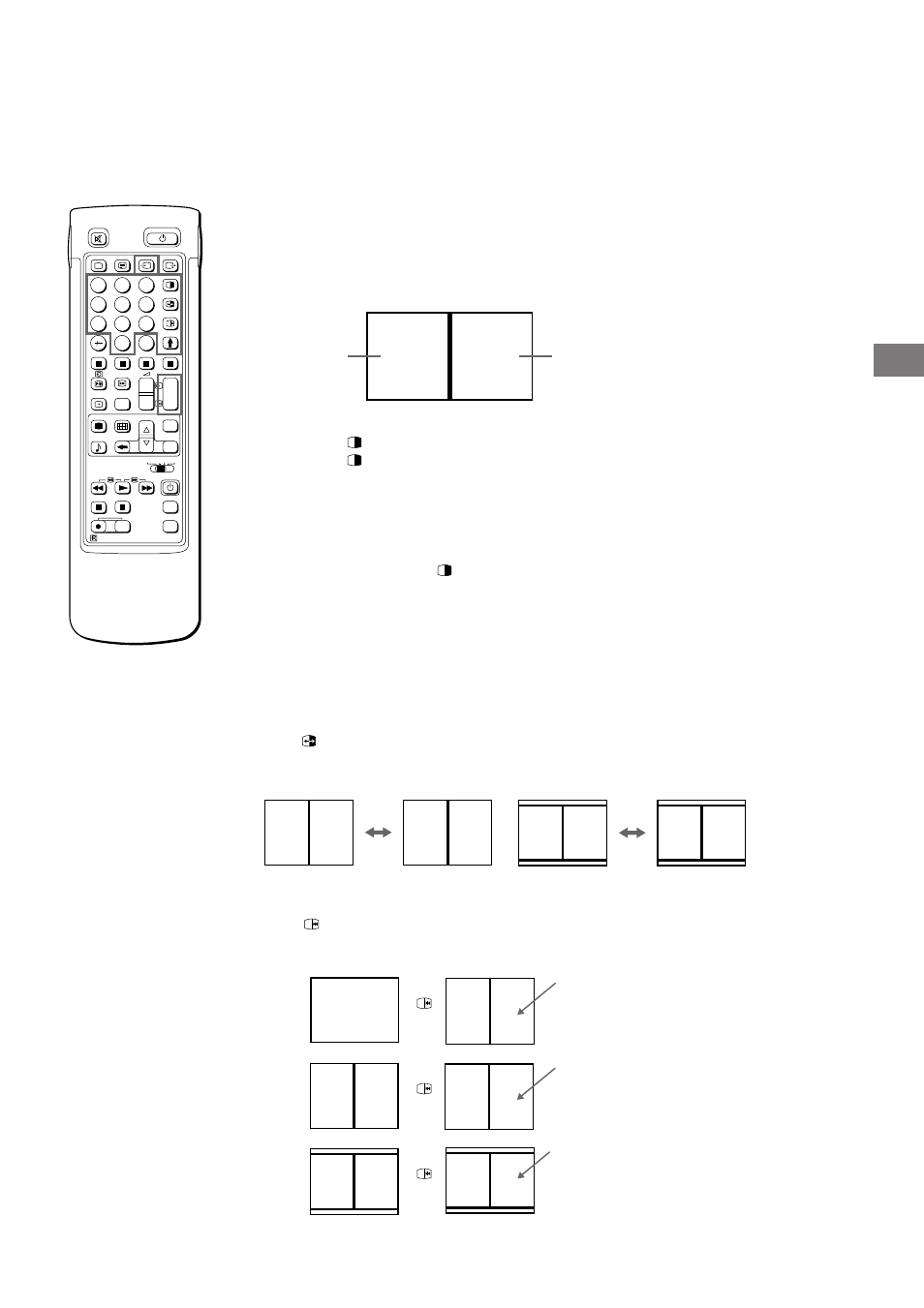 Pap (imagen e imagen), Conexión y desconexión de la función pap, Elección de una fuente pap | Intercambio de pantallas, Congelación de la imagen | Sony KL-50W1 User Manual | Page 48 / 121