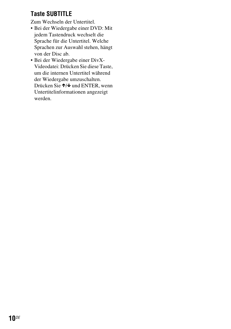 Taste subtitle | Sony DVP FX750 User Manual | Page 72 / 200