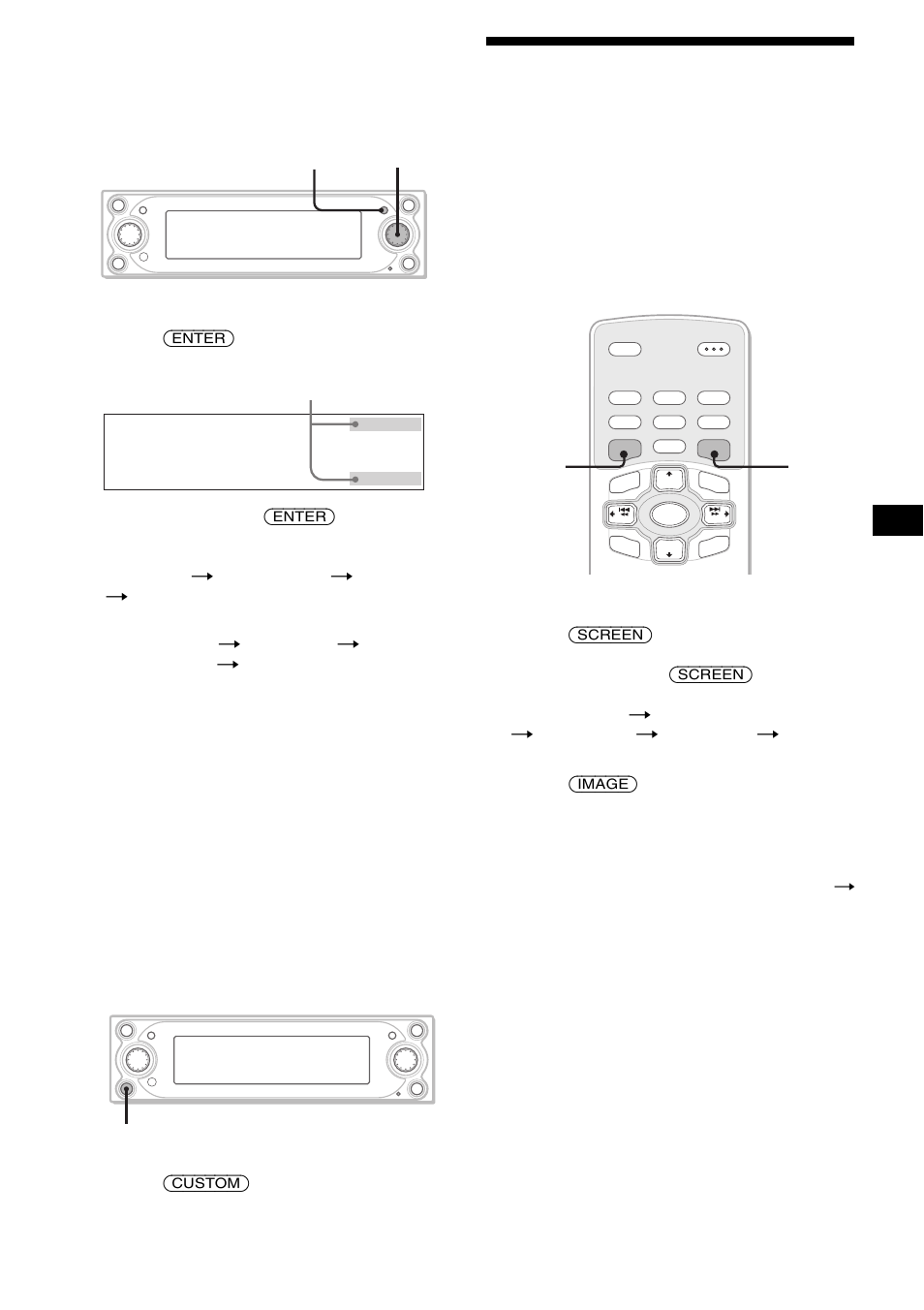 Selecting the display mode and display pattern, Selecting the display mode and display, Pattern | Shift menu, Custom function, T album, T disc, T ams, During radio reception: preset, T seek | Sony CDX-M9905X User Manual | Page 11 / 136