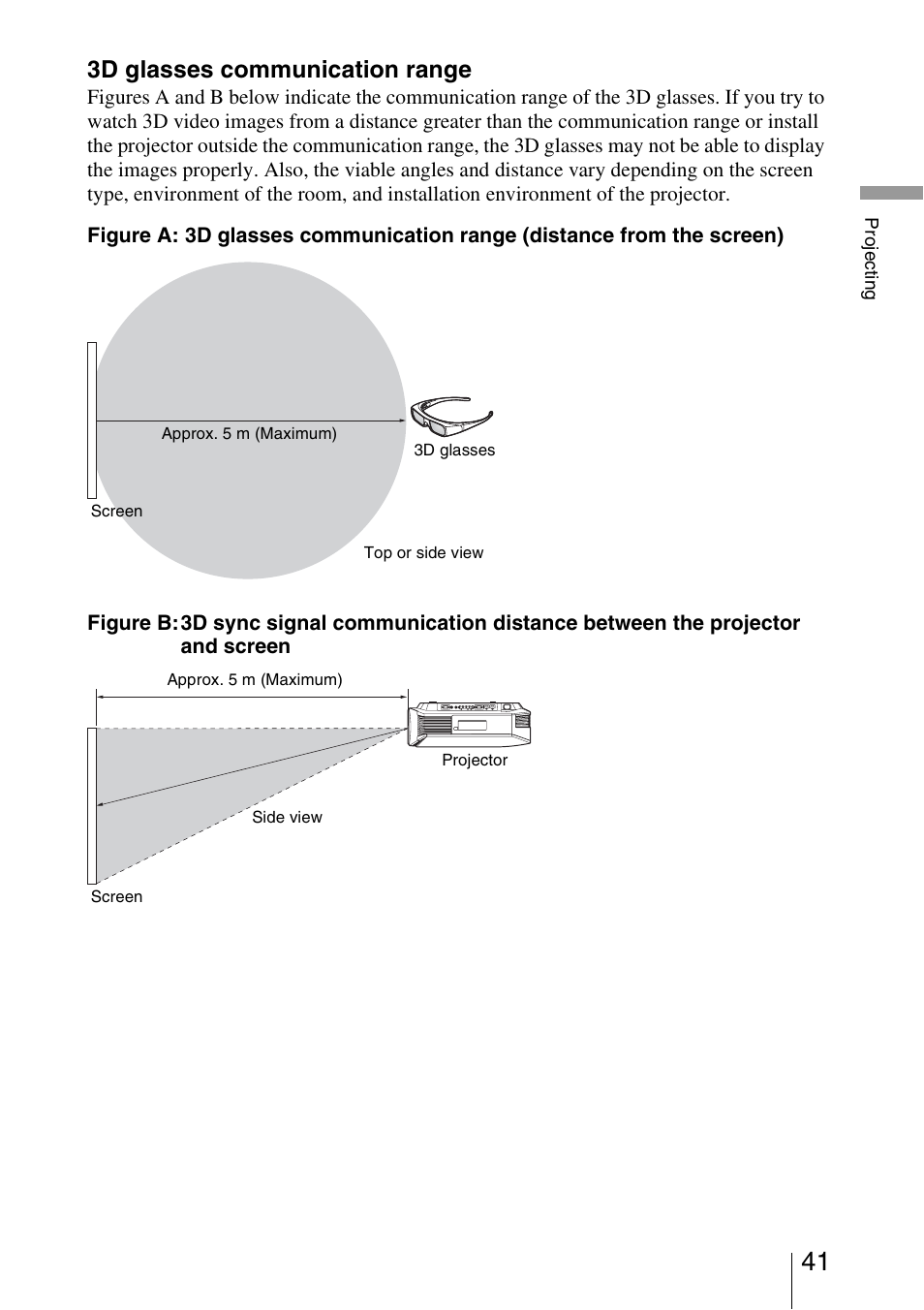 3d glasses communication range | Sony Video Projector VPL-VW90ES User Manual | Page 41 / 100