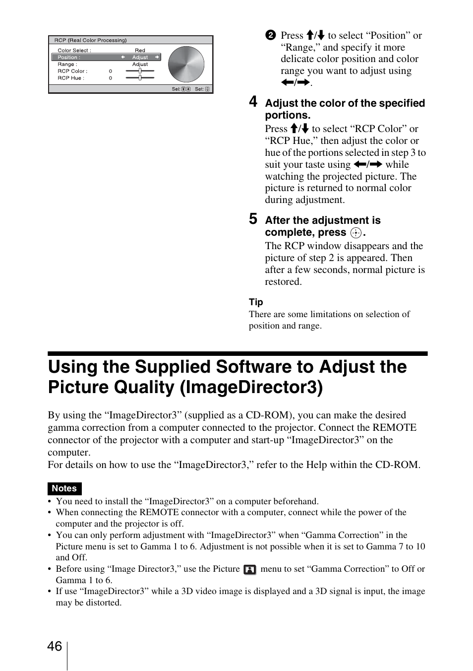 Sony Video Projector VPL-VW90ES User Manual | Page 46 / 100