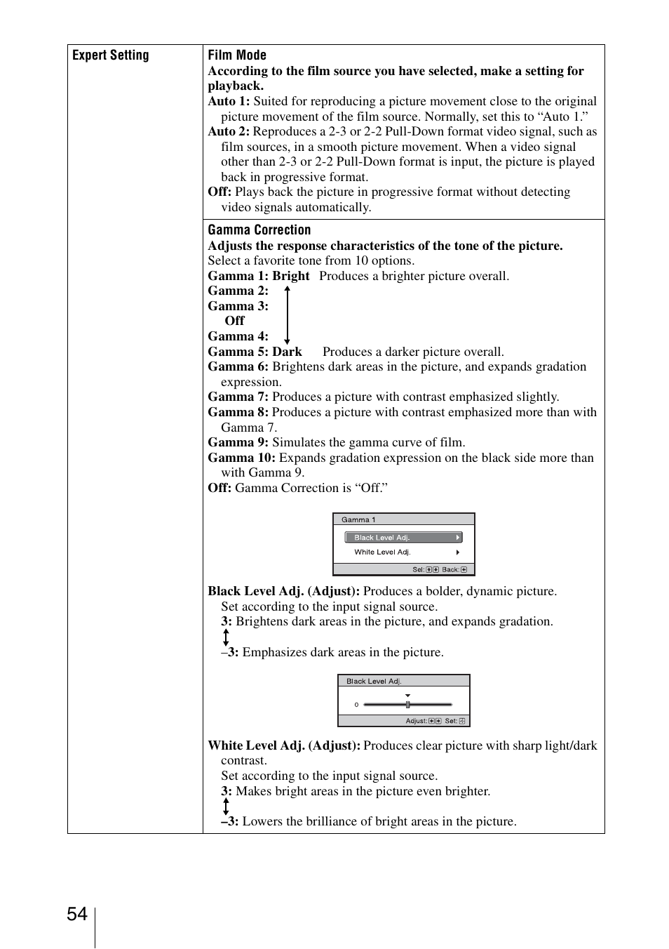 Sony Video Projector VPL-VW90ES User Manual | Page 54 / 100