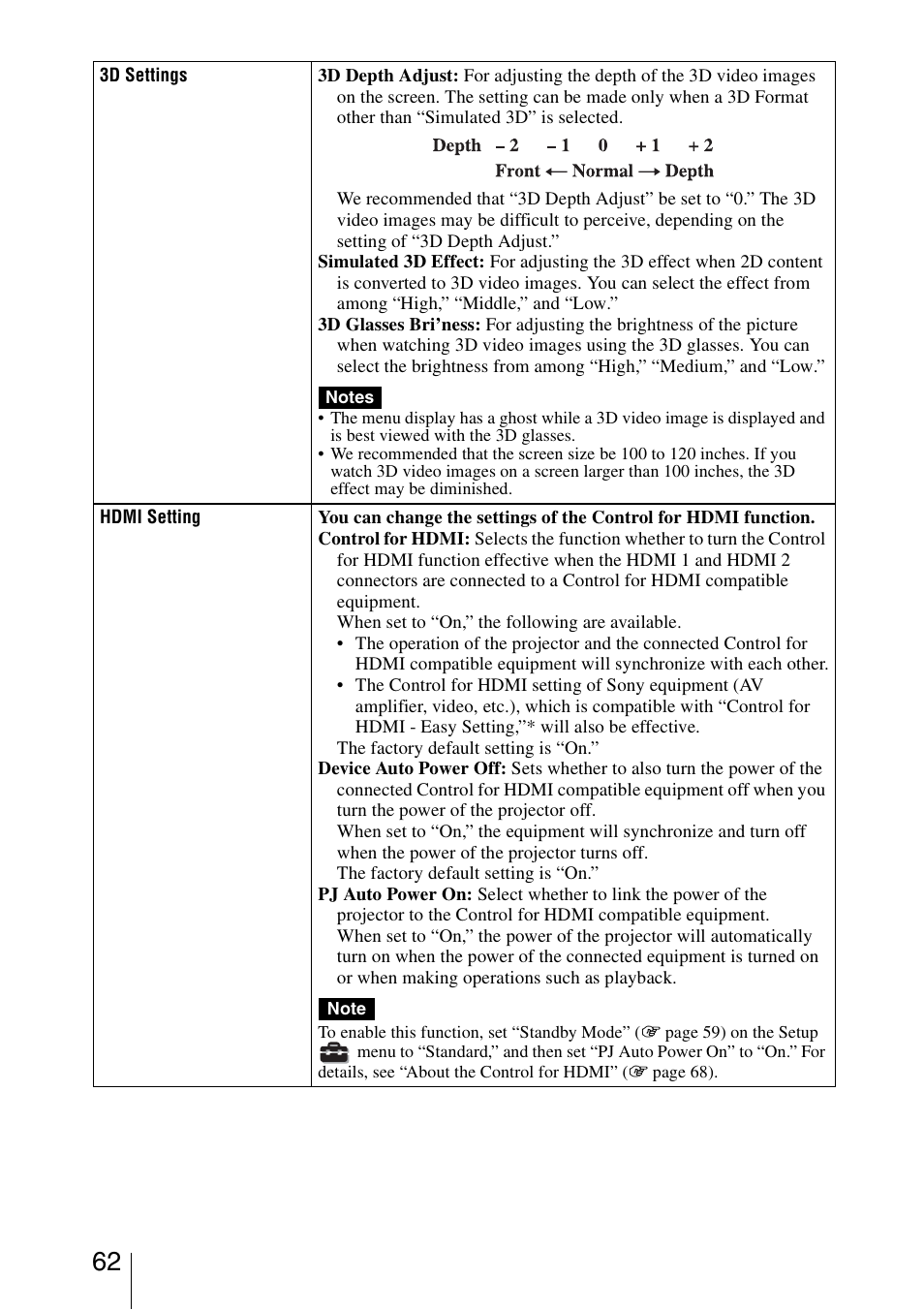 Sony Video Projector VPL-VW90ES User Manual | Page 62 / 100