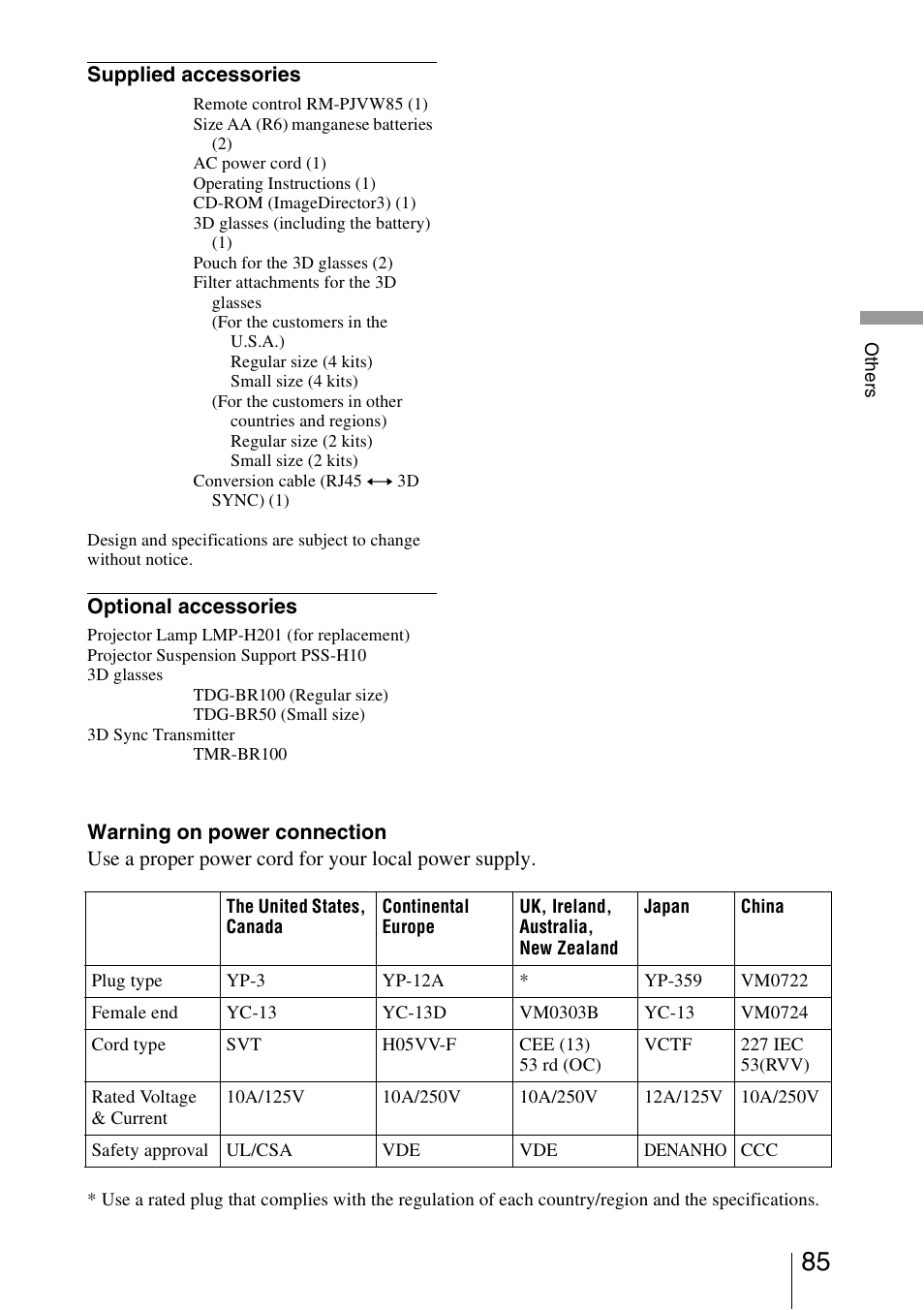 Sony Video Projector VPL-VW90ES User Manual | Page 85 / 100