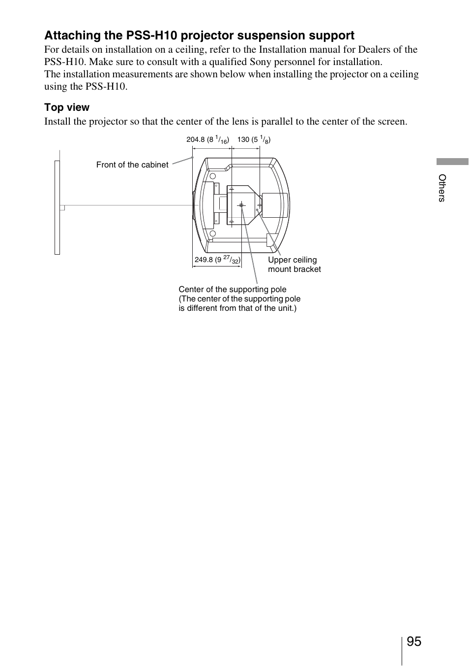 Attaching the pss-h10 projector suspension support, Oth e rs | Sony Video Projector VPL-VW90ES User Manual | Page 95 / 100