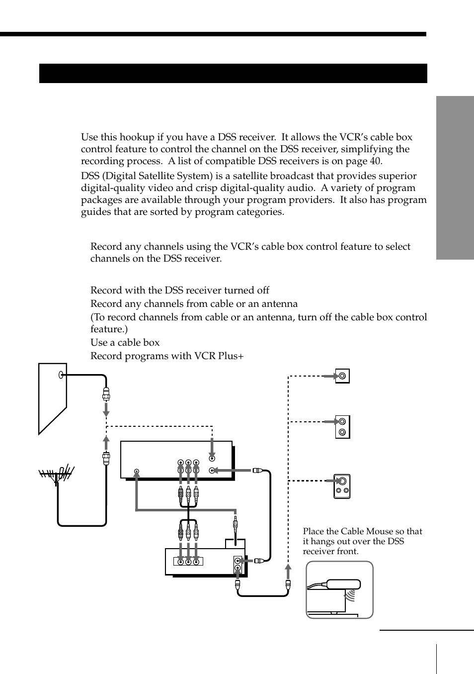 Hookup 5 dss (digital satellite system) receiver, Getting started | Sony SLV-795HF User Manual | Page 23 / 88