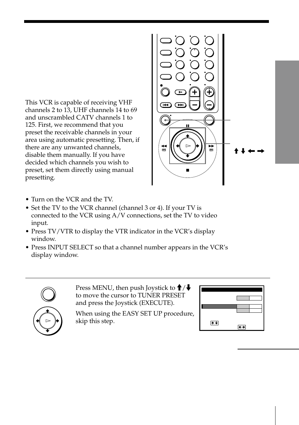 Presetting channels, Presetting all receivable channels automatically | Sony SLV-795HF User Manual | Page 43 / 88