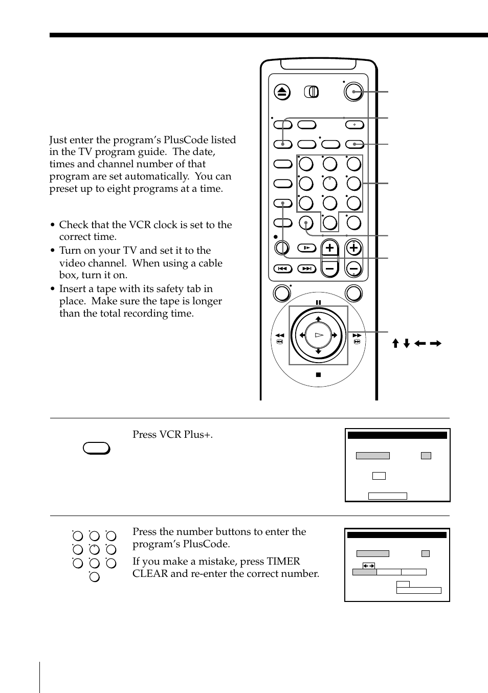 Recording tv programs using vcr plus, Press vcr plus | Sony SLV-795HF User Manual | Page 58 / 88