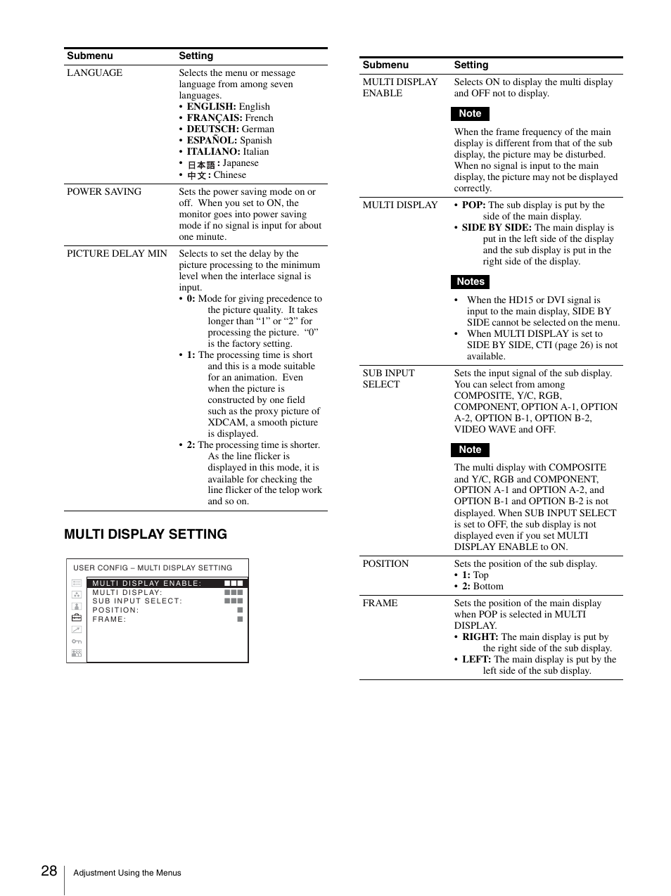 Multi display setting | Sony LMD-3250MD User Manual | Page 28 / 40